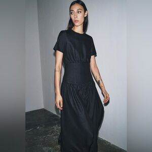 ZARA Denim Midi Dress XS NWT